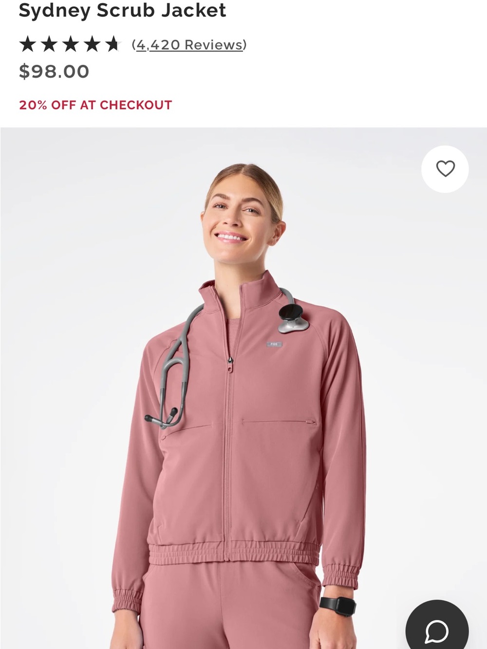 Figs Sydney Scrub Jacket in Mauve